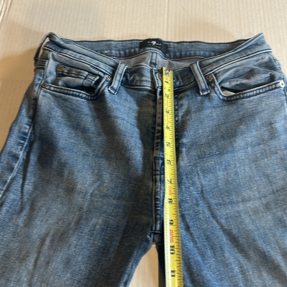 7FAM the Ankle Skinny blue jeans faded look w multiple pockets stretchy fabric - Picture 3 of 11